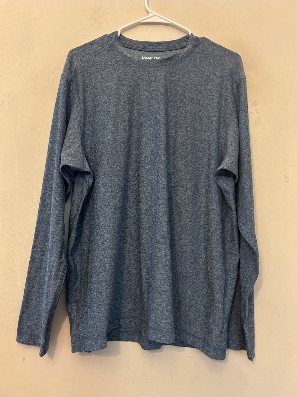 Lands' End Men's Long-Sleeve Heathered Slate Blue Tee Size L EUC